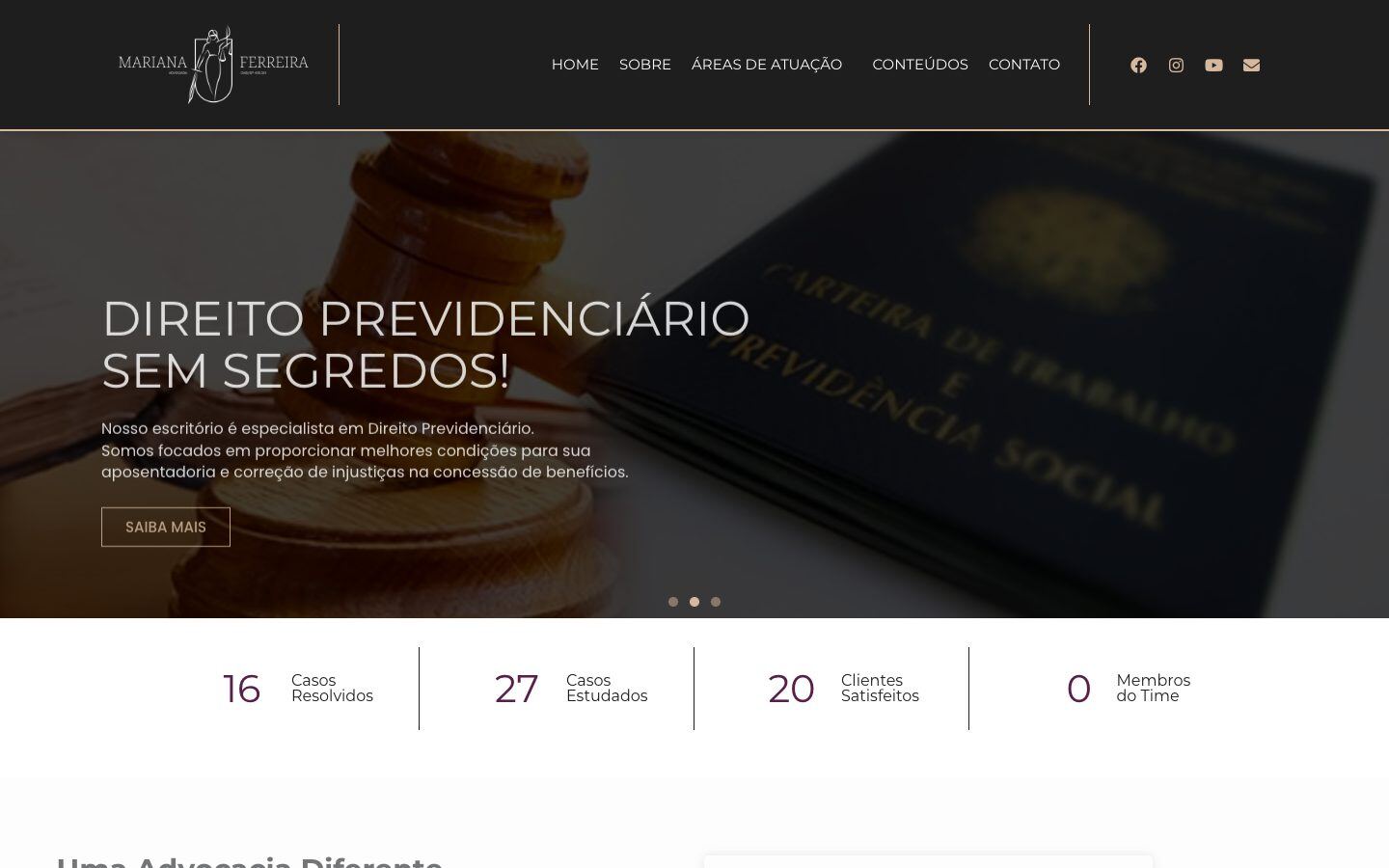 Mariana Ferreira Advogados: Site para escritório de advocacia